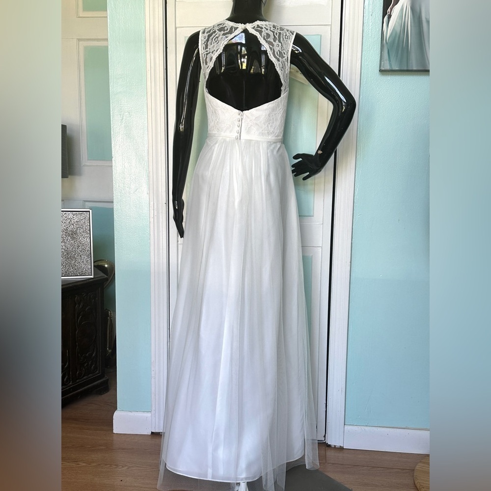 Size 6 Ivory Lace Tulle Wedding Dress Bridal Gown Garden Destination Reception - Picture 2 of 3